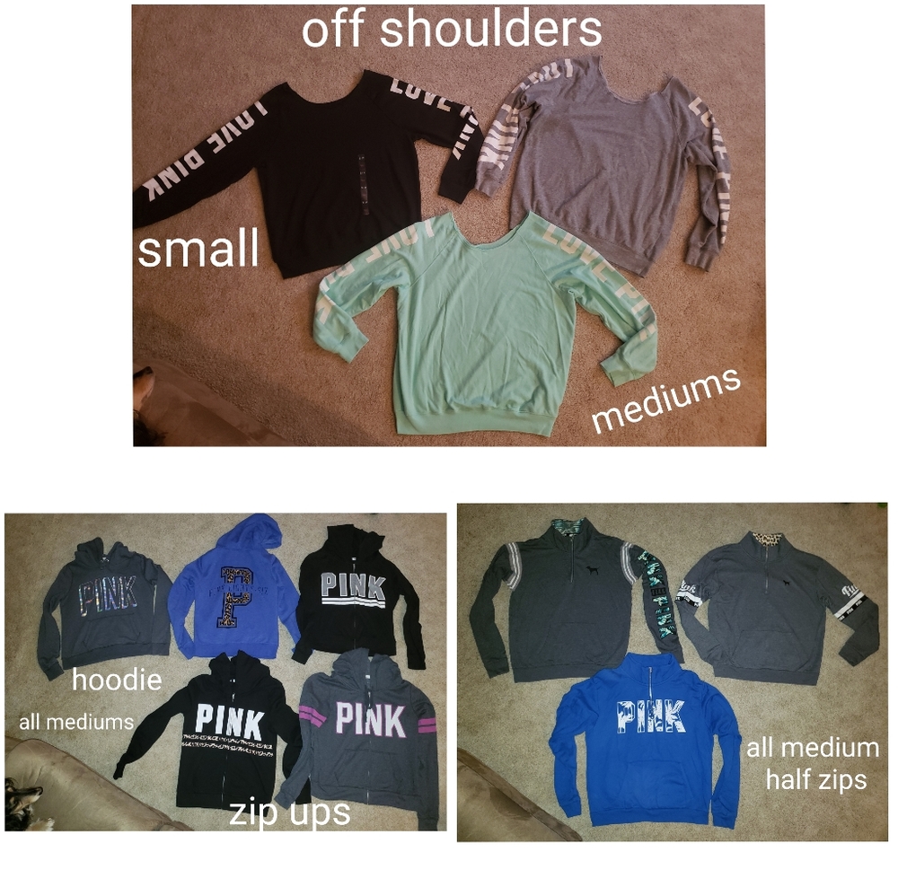 Victoria's Secret PINK hoodies, zip ups, half zips
